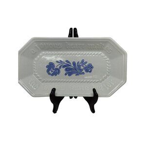 VTG Pfaltzgraff Yorktowne Blue Floral Bread Loaf Dish Stoneware 12" Embossed USA